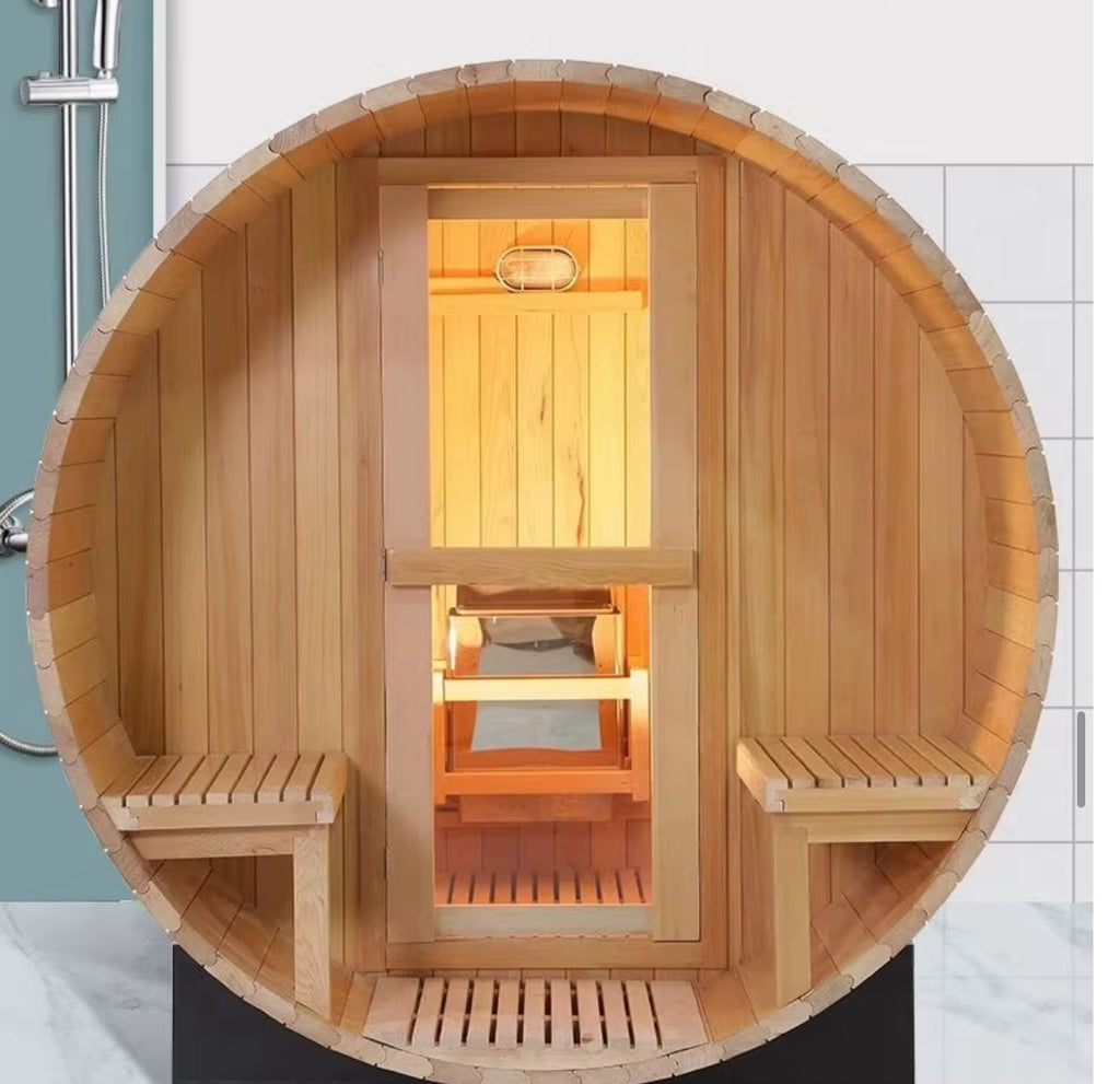 Aurora Round Sauna – Custom Outdoor Panoramic Steam & Heat Room