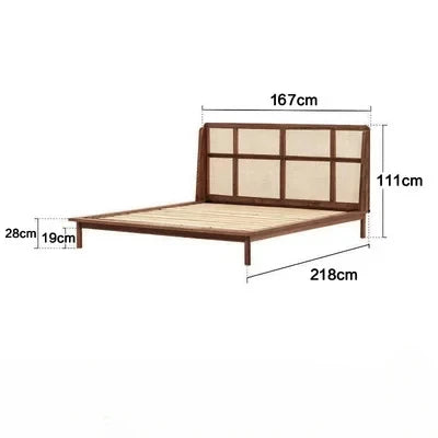 Nordic Elegance Solid Wood Double Bed Frame – Minimalist Hotel-Style Bedroom Furniture