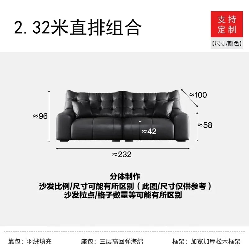 Italian Black Reclining Lounge Sofa – Living Room & Office Massage Sofa Set