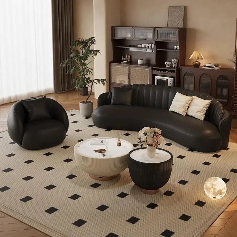 Minimalist Black European Sofa – Waterproof Reclining Nordic Lounge