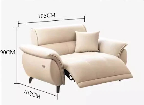 Electric Cream Cowhide Sofa – Luxury Living Room Space Capsule Design