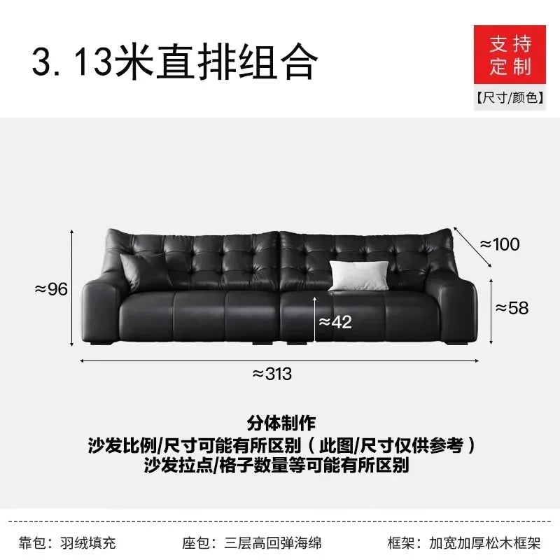 Italian Black Reclining Lounge Sofa – Living Room & Office Massage Sofa Set