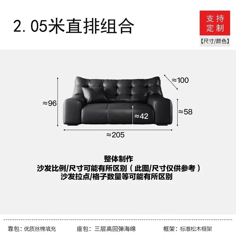 Italian Black Reclining Lounge Sofa – Living Room & Office Massage Sofa Set