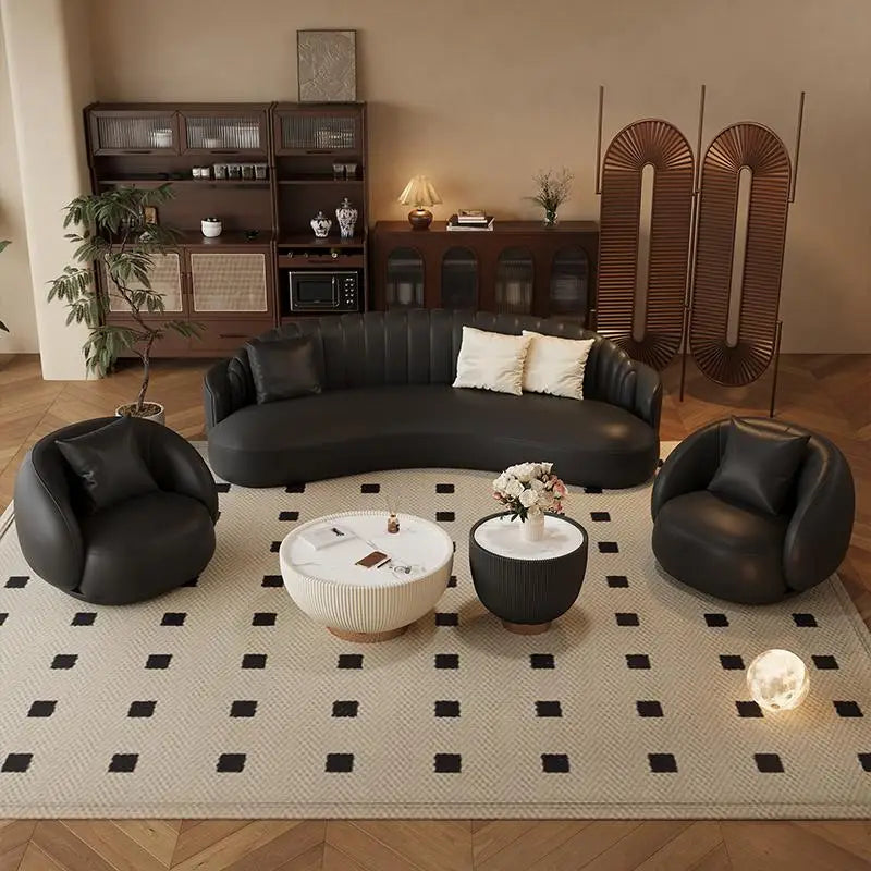 Minimalist Black European Sofa – Waterproof Reclining Nordic Lounge