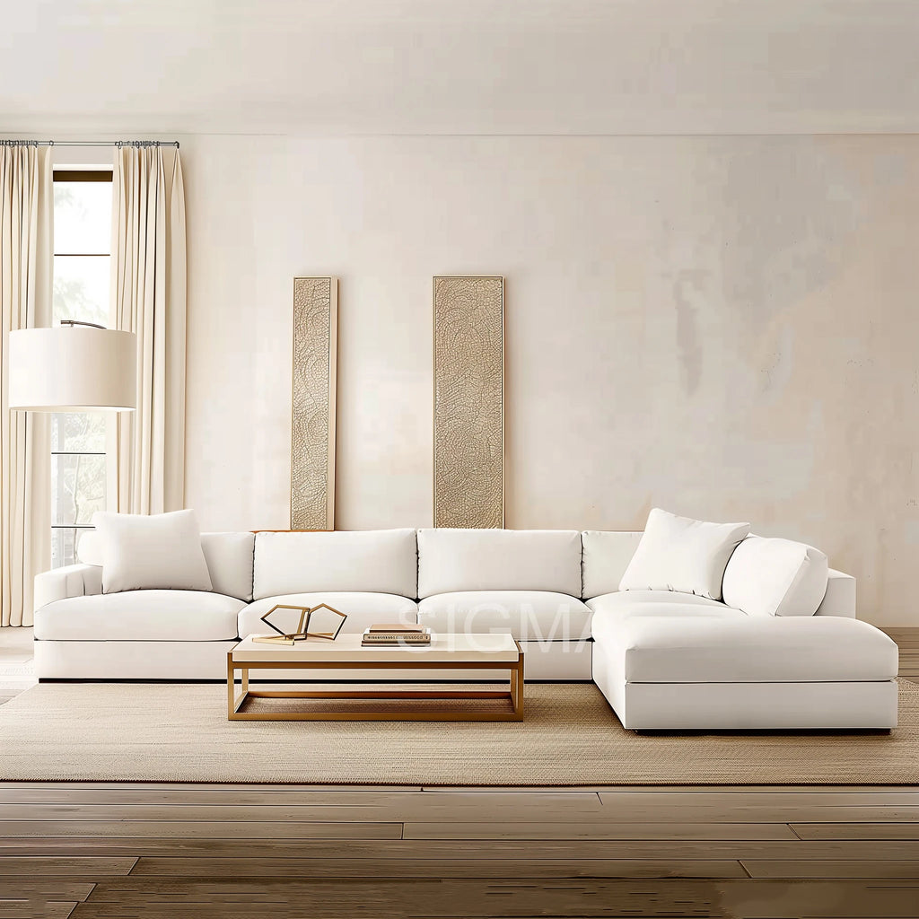 L-Shaped Fabric Sectional Sofa – Modern Living Room Furniture Set