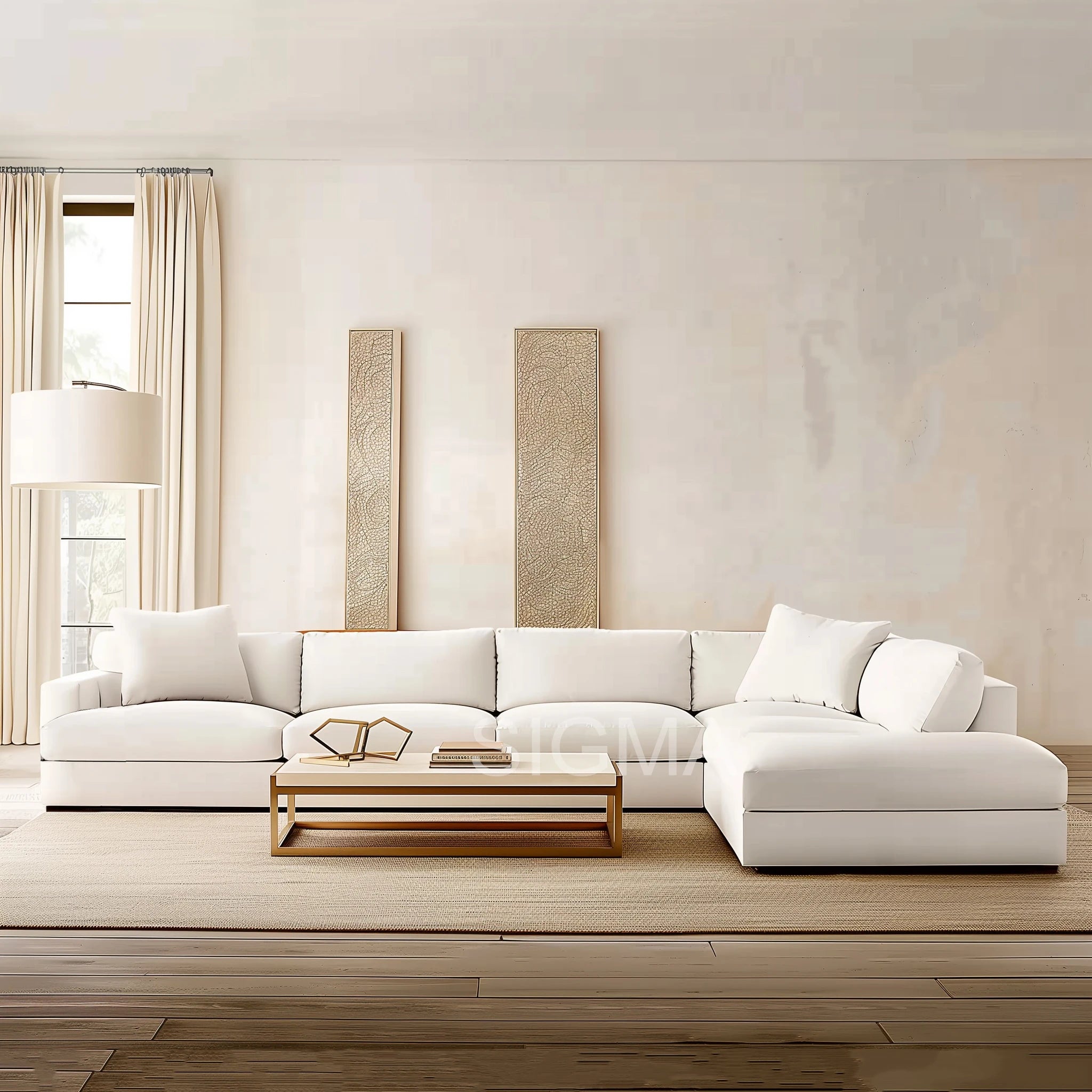 L-Shaped Fabric Sectional Sofa – Modern Living Room Furniture Set