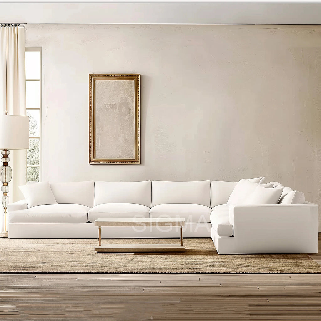 L-Shaped Fabric Sectional Sofa – Modern Living Room Furniture Set