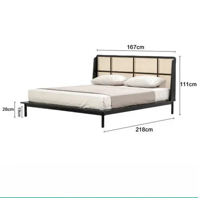 Nordic Elegance Solid Wood Double Bed Frame – Minimalist Hotel-Style Bedroom Furniture