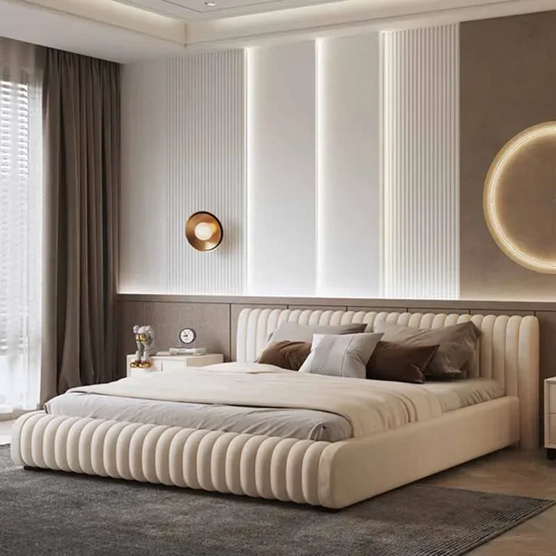 Nordic Designer Double Bed – Full Size Wooden Storage Bed