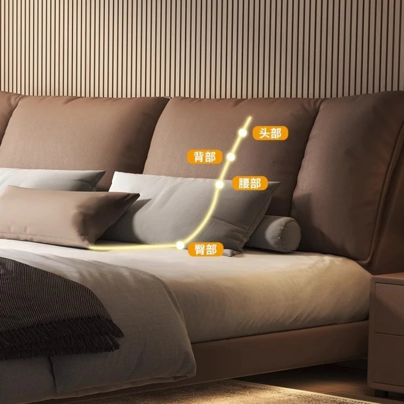 Modern Suspended Leather Platform Bed – King Size