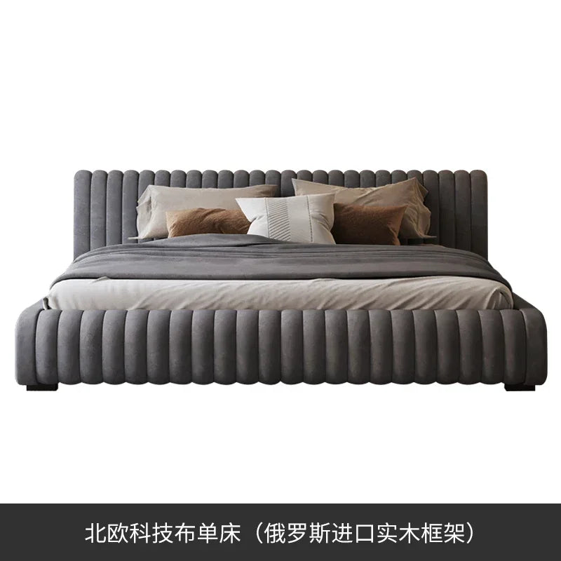 Nordic Designer Double Bed – Full Size Wooden Storage Bed