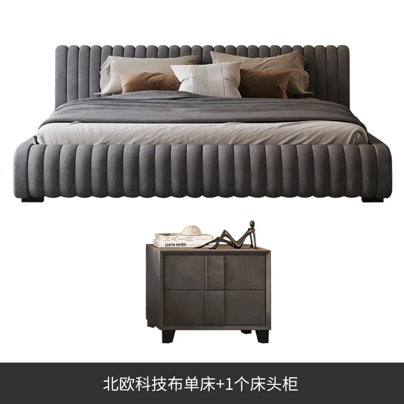 Nordic Designer Double Bed – Full Size Wooden Storage Bed