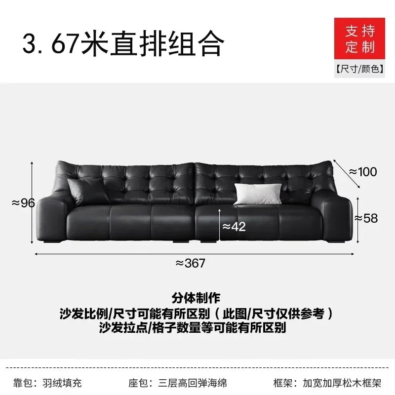 Italian Black Reclining Lounge Sofa – Living Room & Office Massage Sofa Set