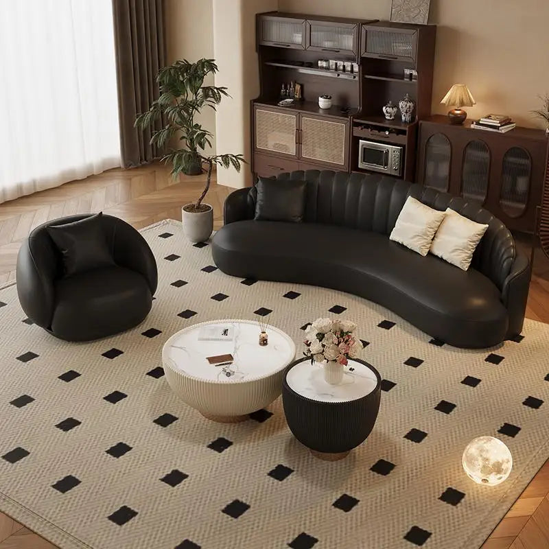 Minimalist Black European Sofa – Waterproof Reclining Nordic Lounge