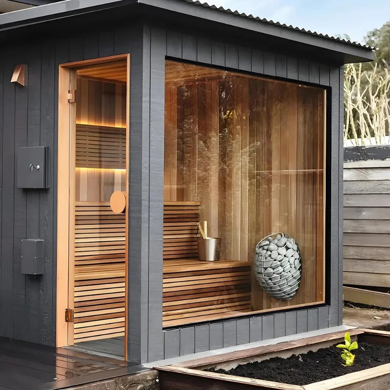 CedarHaven 6-Person Outdoor Sauna – Wet Steam Luxury Sequoia & Hemlock Room