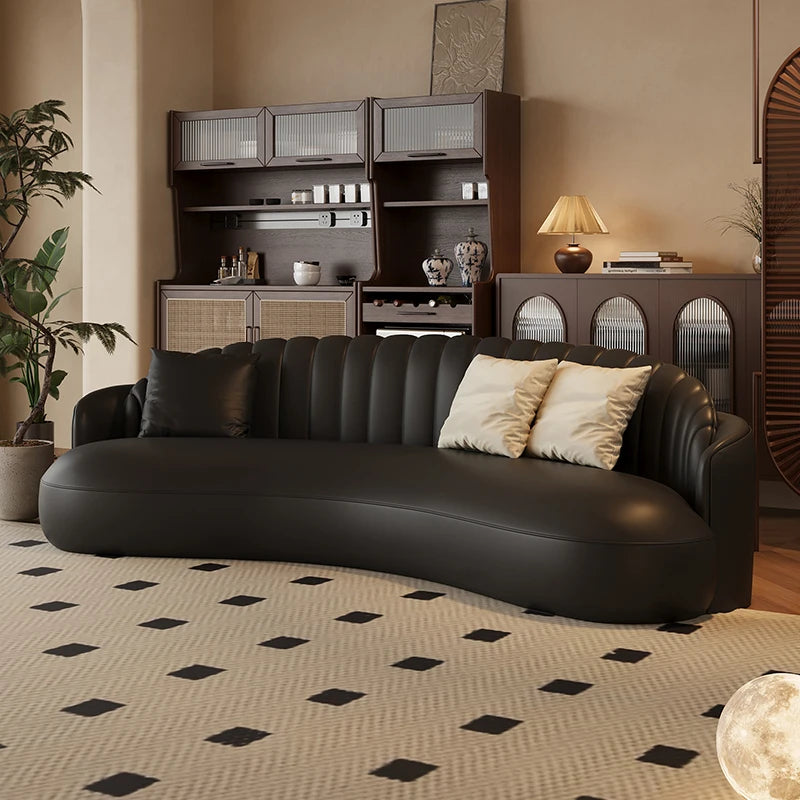 Minimalist Black European Sofa – Waterproof Reclining Nordic Lounge