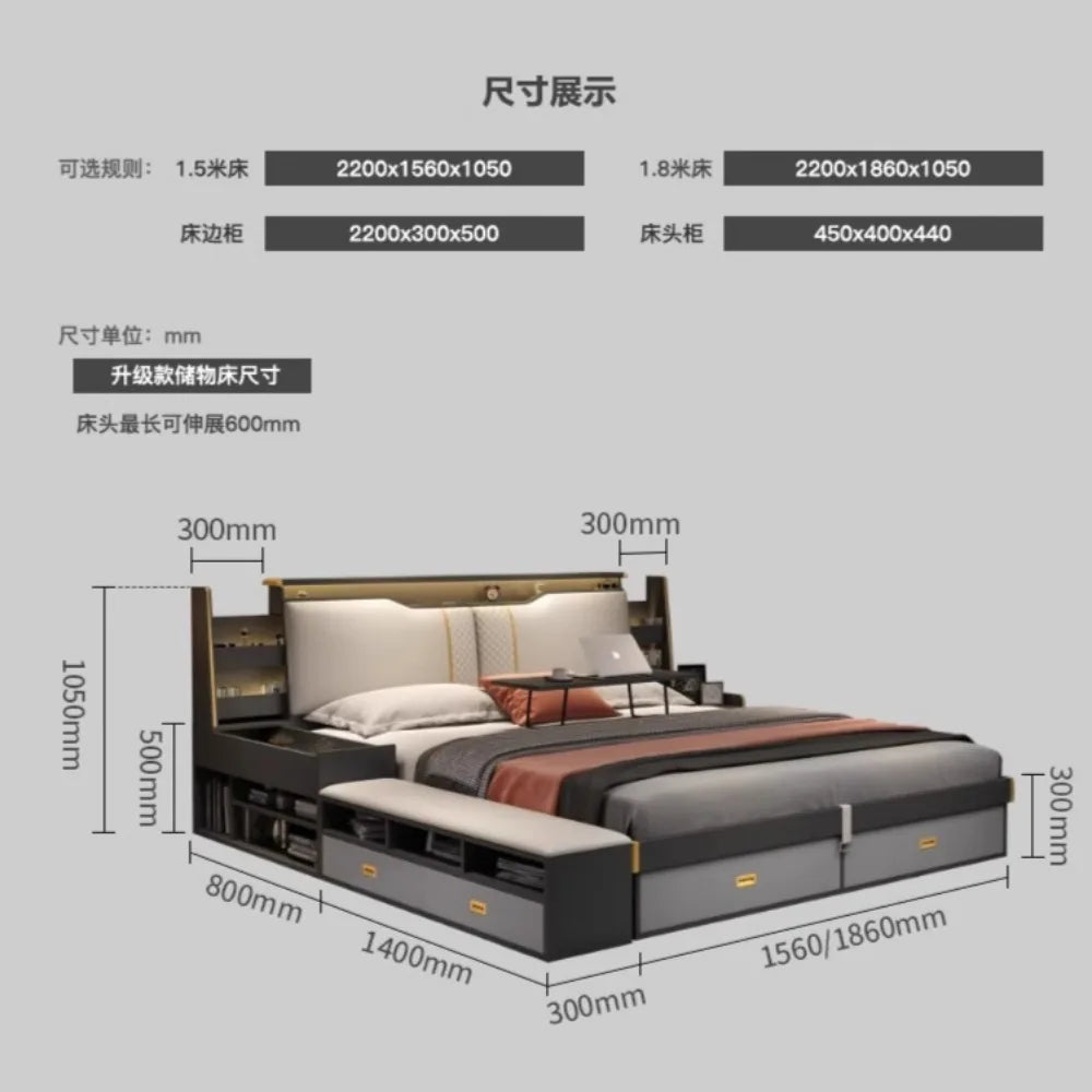 AquaDream Minimalist Bed – Waterproof Modern Headboards & Nightstands for Kids and Matrimonial Bedrooms