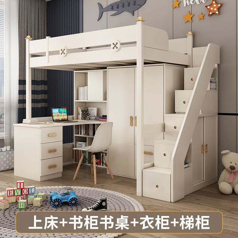 Luxury Loft Bunk Bed with Desk & Wardrobe – Space-Saving Two-Storey Design
