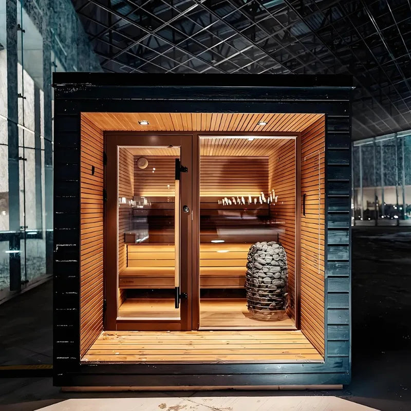 CedarHaven 6-Person Outdoor Sauna – Wet Steam Luxury Sequoia & Hemlock Room