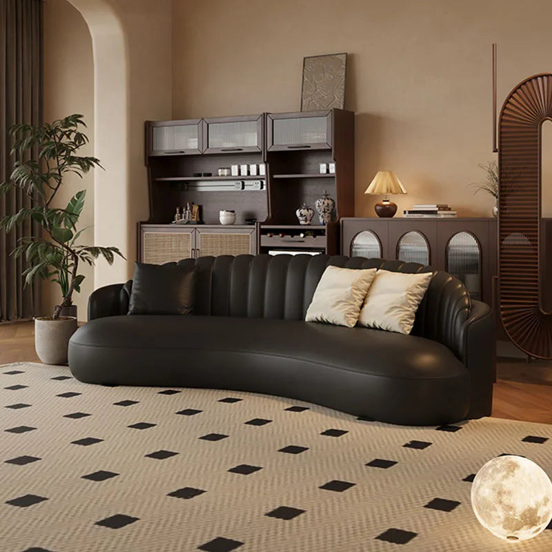 Minimalist Black European Sofa – Waterproof Reclining Nordic Lounge