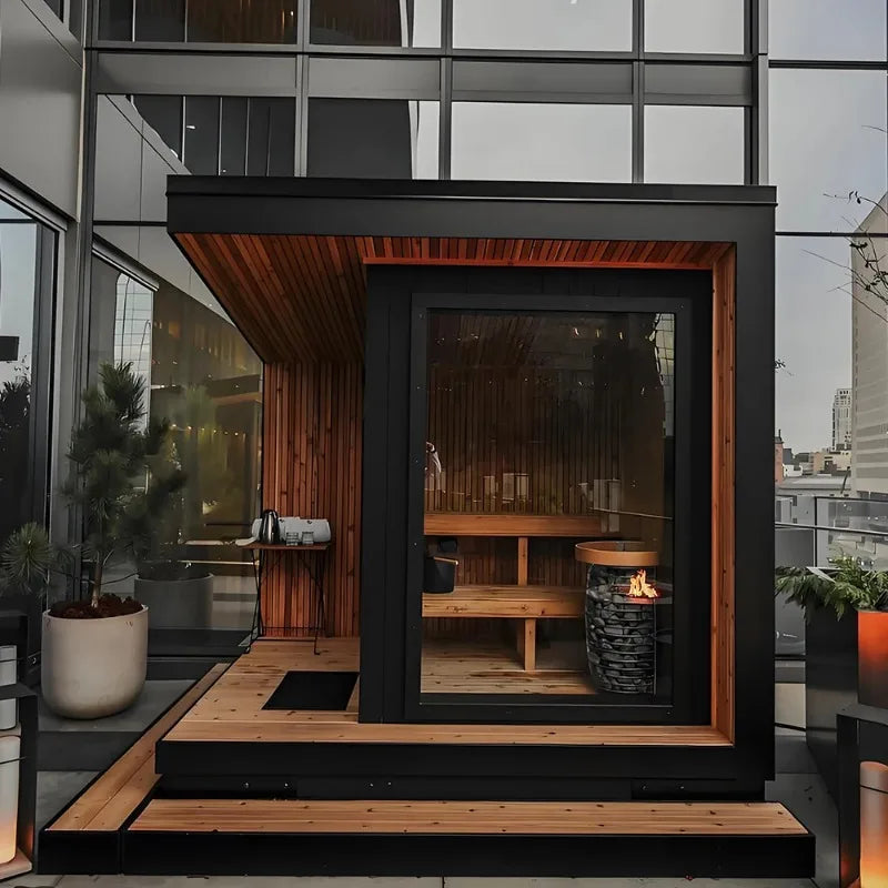 CedarHaven 6-Person Outdoor Sauna – Wet Steam Luxury Sequoia & Hemlock Room