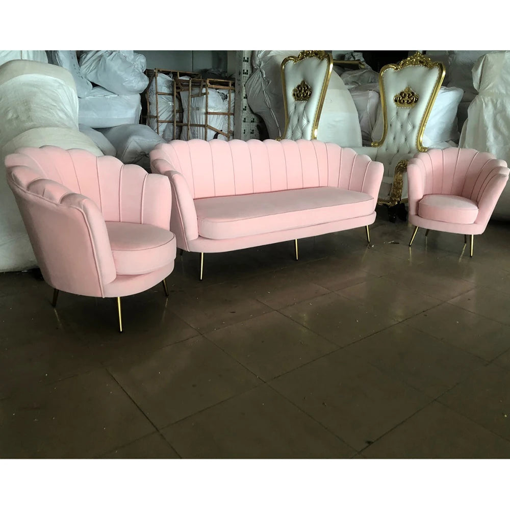 Nordic Modern Pink Velvet Sofa – Luxury Living Room & Office Reception Seating