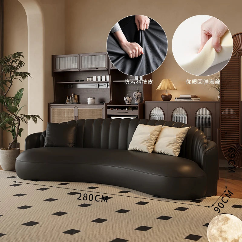 Minimalist Black European Sofa – Waterproof Reclining Nordic Lounge