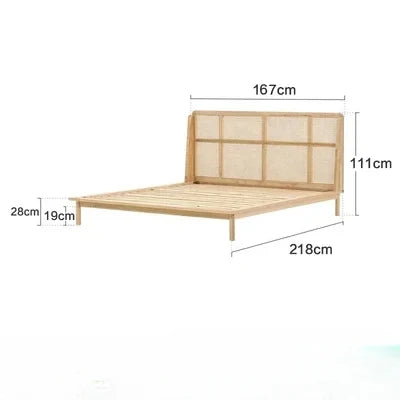 Nordic Elegance Solid Wood Double Bed Frame – Minimalist Hotel-Style Bedroom Furniture