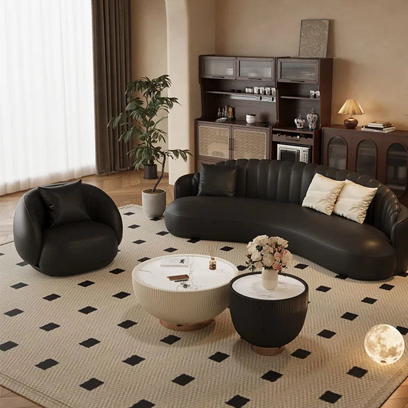 Minimalist Black European Sofa – Waterproof Reclining Nordic Lounge