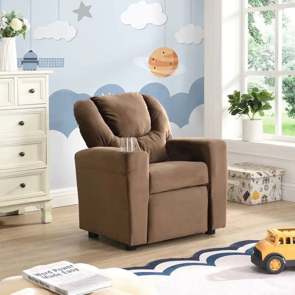 Kids Upholstered Couch With One Cup Holder