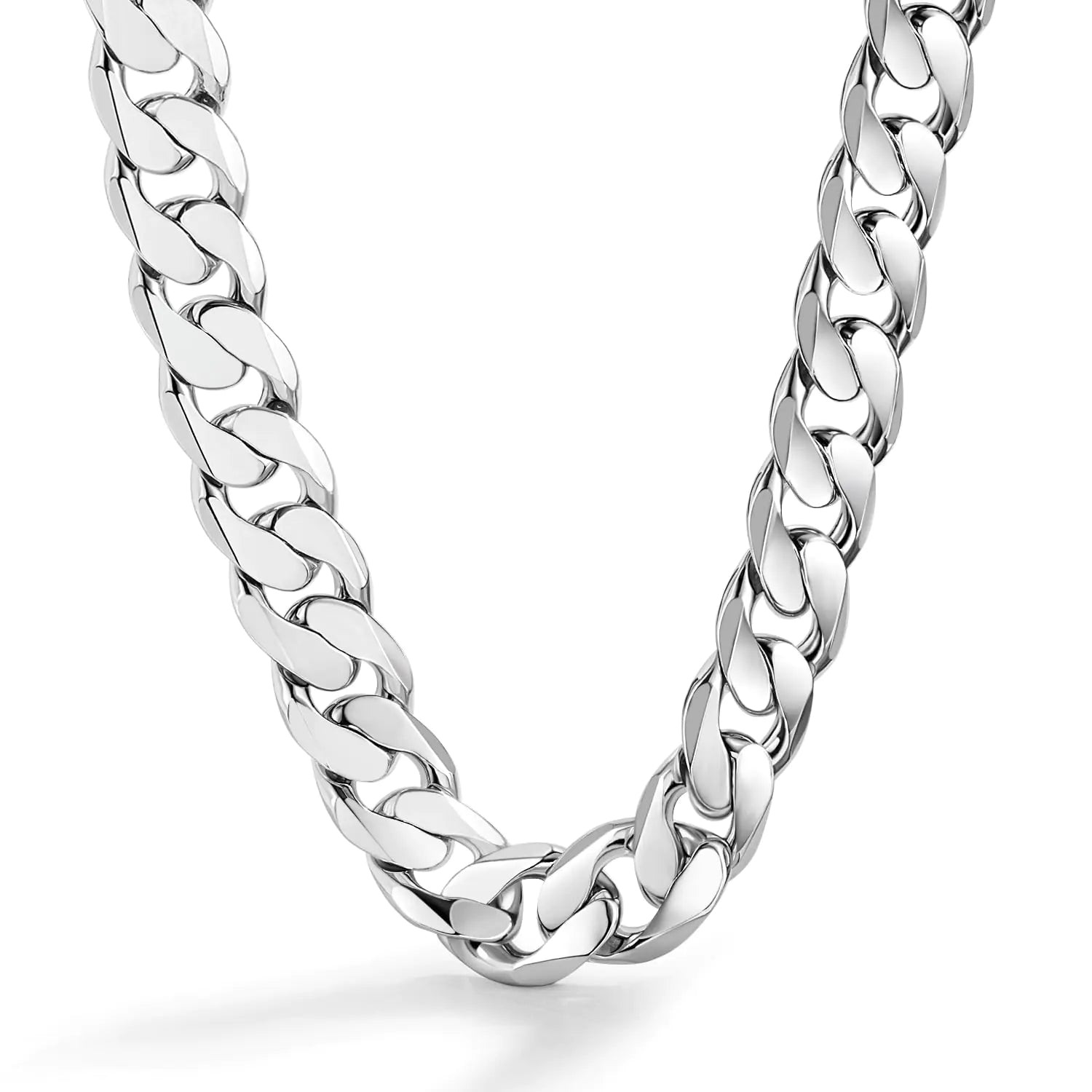 Dankadi Men Italian 925 Sterling Silver Necklace 10-12MM Solid Diamond-Cut Cuban Link Curb Chain 16 to 30 Inch Fine Jewelry Gifts for Man Women (12MM Silver 22 inch)