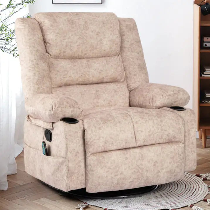 Beige Chaise Longue Sofa – Swivel Lounger & Nursery Rocking Chair with Massage & Heating