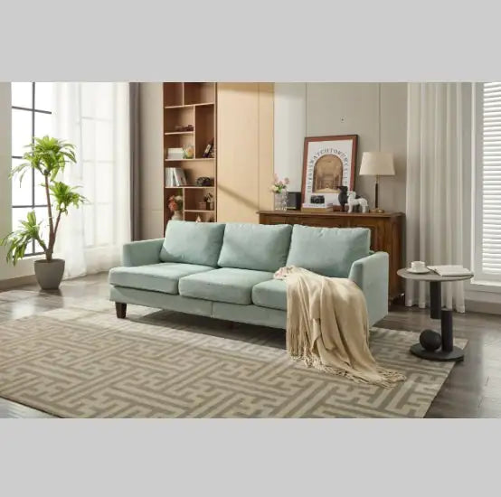 Fabric 3 Seater Couch With 2 USB, Comfortable Sectional Couches And Sofas For Living Room Bedroom Office Small Space, Easy Assembly & Comfy Cushion,Light Green