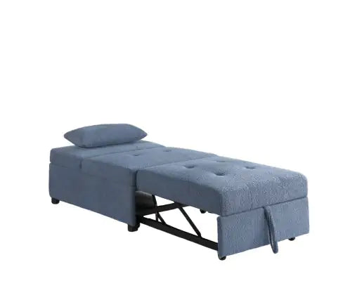 Contemporary Blue Gray Sleeper Sofa Chair Pillow Plush Tufted Seat 1pc Convertible Sofa Chair Sherpa Fabric Couch