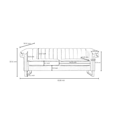 FX-P81PU-GR SOFA Modern Green PU Sofa With Gold Accents - Sleek Channel-Tufted Upholstery, 3-Seat Couch For Living Room And Office DecorTEMU Suitabl